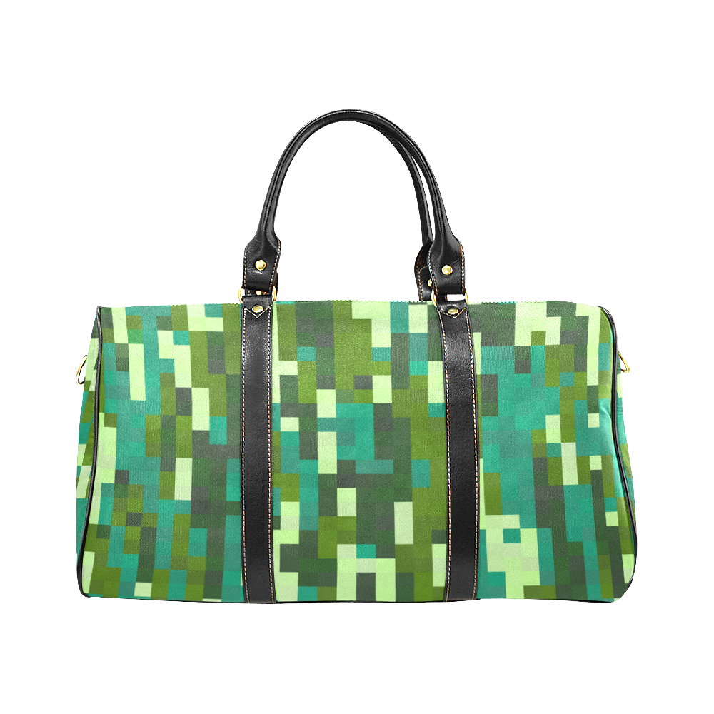 turquoise and green pixel art New Waterproof Travel Bag/Large (Model 1639)