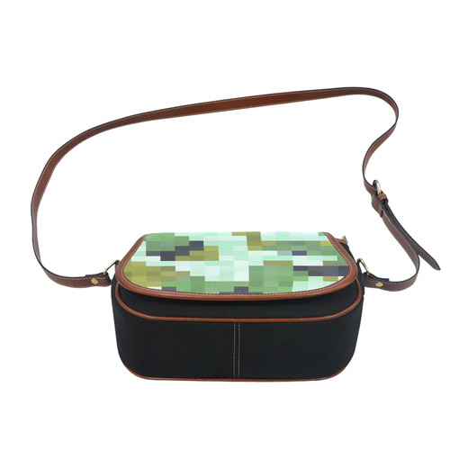 green camo pixels Saddle Bag/Small (Model 1649)(Flap Customization)