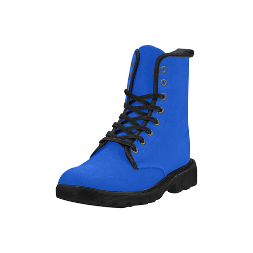 Precious Peacock Feathers Solid Boisterous Blue Martin Boots for Women (Black) (Model 1203H)