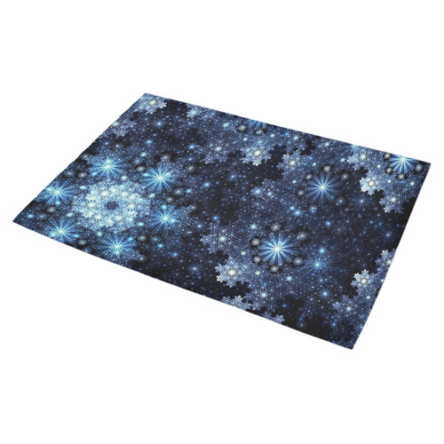 Wintery Blue Snowflake Pattern Azalea Doormat 30" x 18" (Sponge Material)