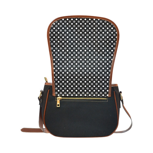 black gray whitepolka dotsR Saddle Bag/Small (Model 1649)(Flap Customization)
