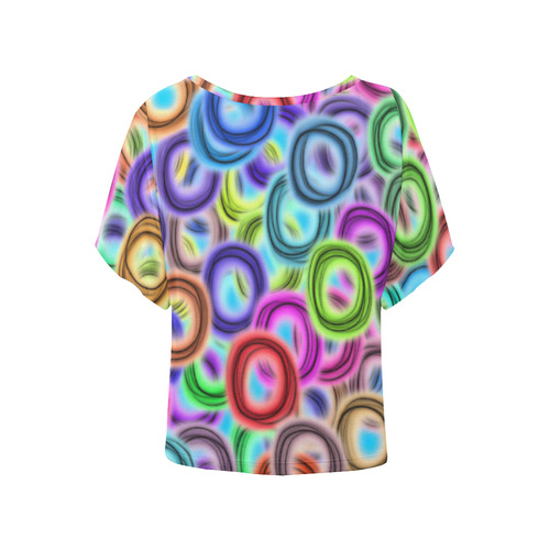 Colorful ovals Women's Batwing-Sleeved Blouse T shirt (Model T44)