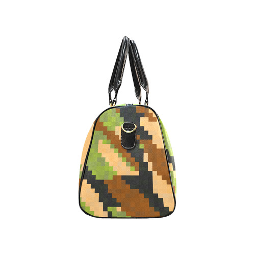 green camo pixel art New Waterproof Travel Bag/Large (Model 1639)