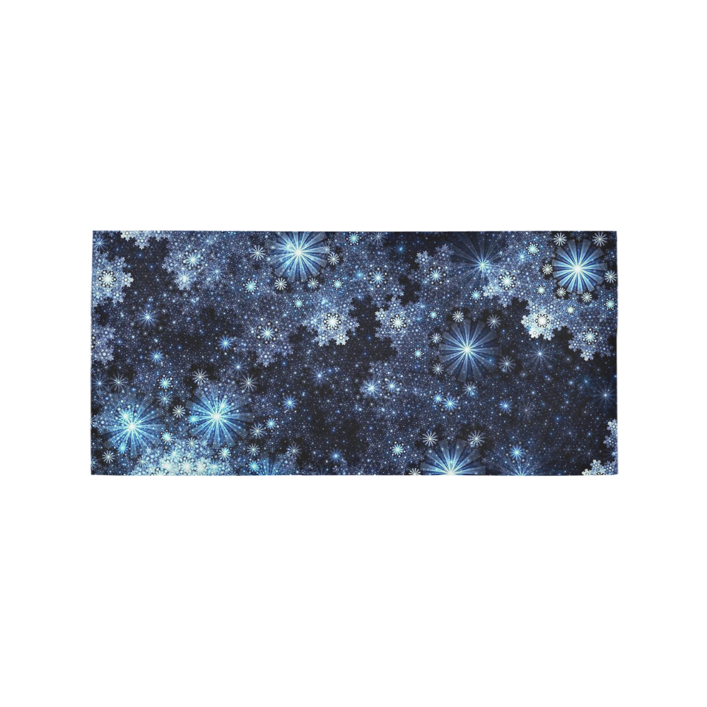 Wintery Blue Snowflake Pattern Area Rug 7'x3'3''