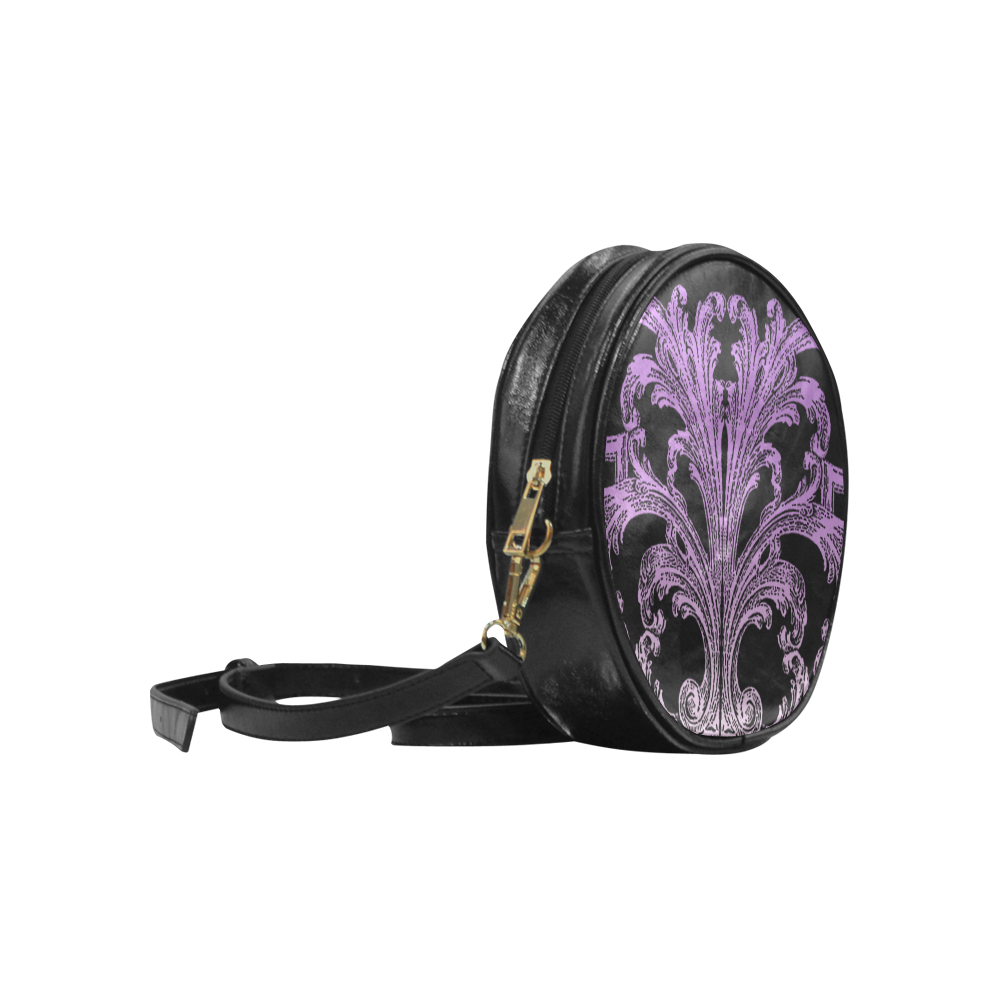 Unique Vintage Swirl Ombre Purple Design Round Sling Bag (Model 1647)