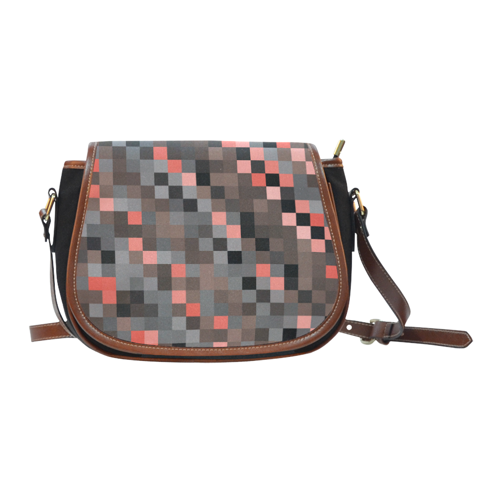 peach and blue pixels Saddle Bag/Small (Model 1649)(Flap Customization)