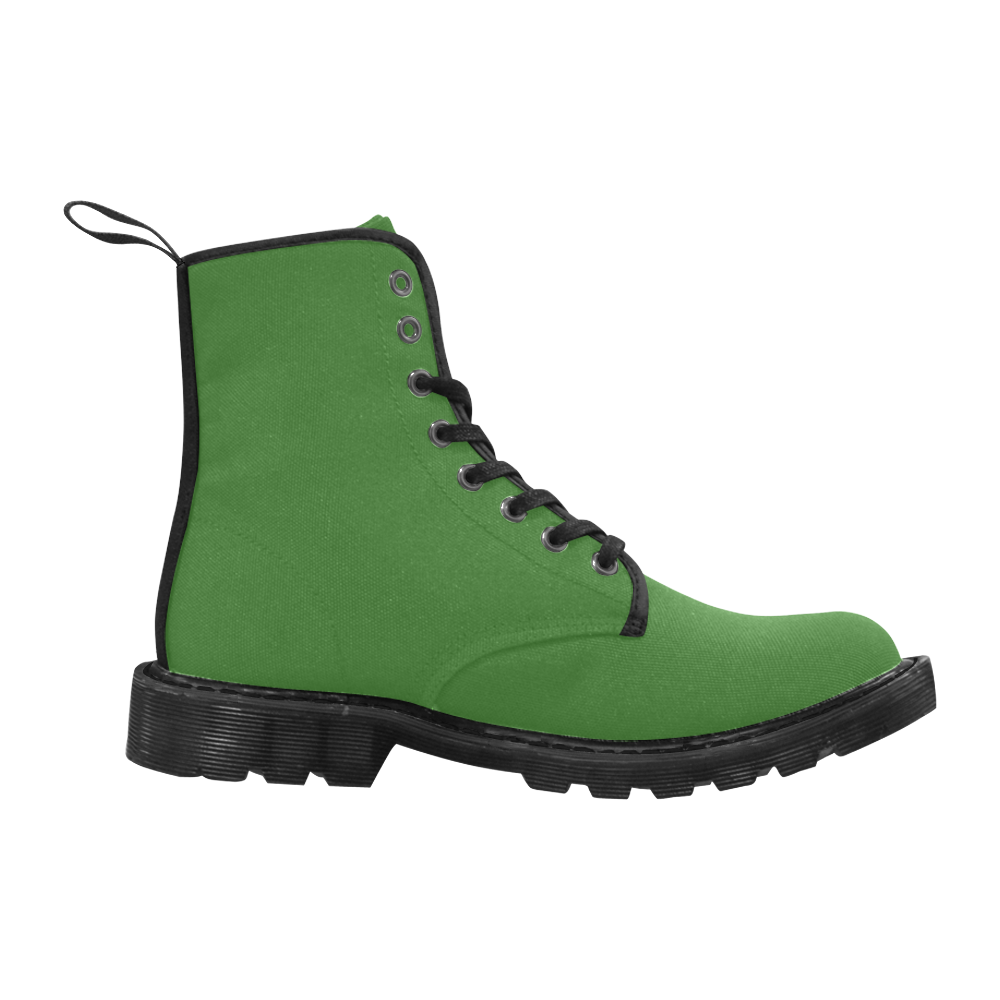 Precious Peacock Feathers Solid Grassy Green Martin Boots for Men (Black) (Model 1203H)