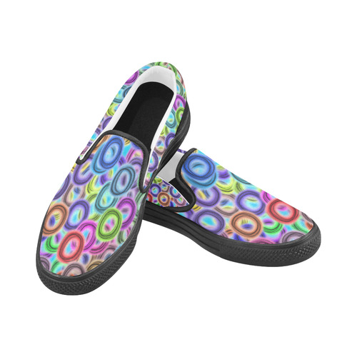 Colorful ovals Men's Unusual Slip-on Canvas Shoes (Model 019)