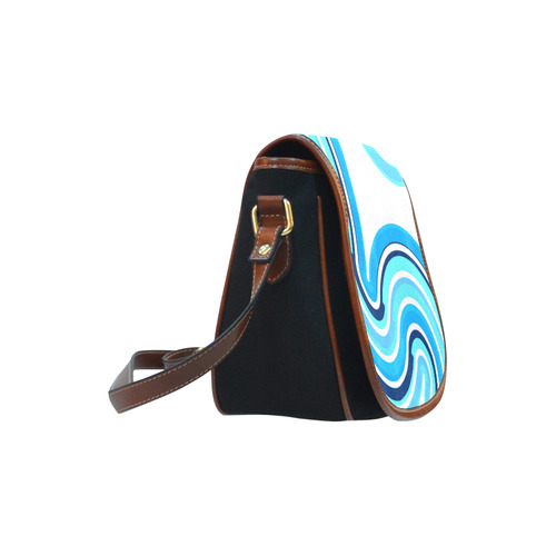 BLue and White curve Saddle Bag/Small (Model 1649)(Flap Customization)
