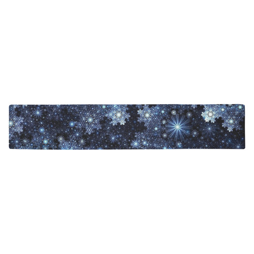 Wintery Blue Snowflake Pattern Table Runner 14x72 inch