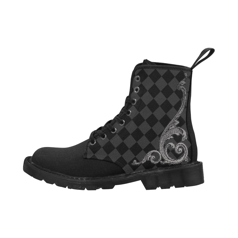 Steampunk Goth Ornate Swirl Design Martin Boots for Women (Black) (Model 1203H)