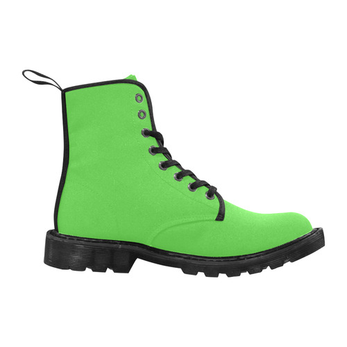Precious Peacock Feathers Neon Green Solid Color Martin Boots for Men (Black) (Model 1203H)