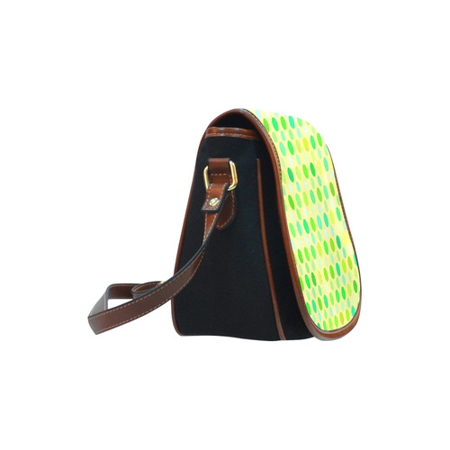 green and blue yellow  polka dots Saddle Bag/Small (Model 1649)(Flap Customization)