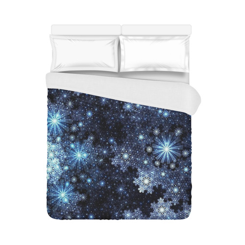 Wintery Blue Snowflake Pattern Duvet Cover 86"x70" ( All-over-print)