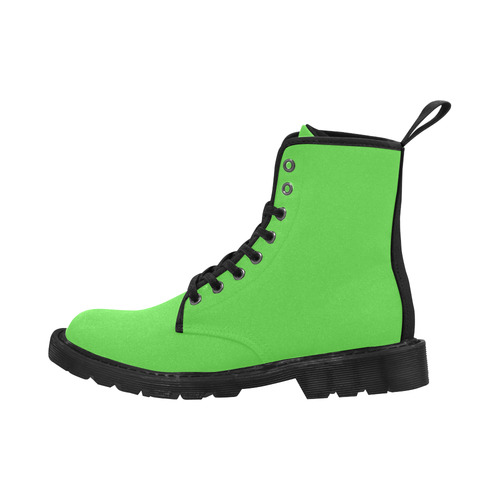 Precious Peacock Feathers Neon Green Solid Color Martin Boots for Men (Black) (Model 1203H)