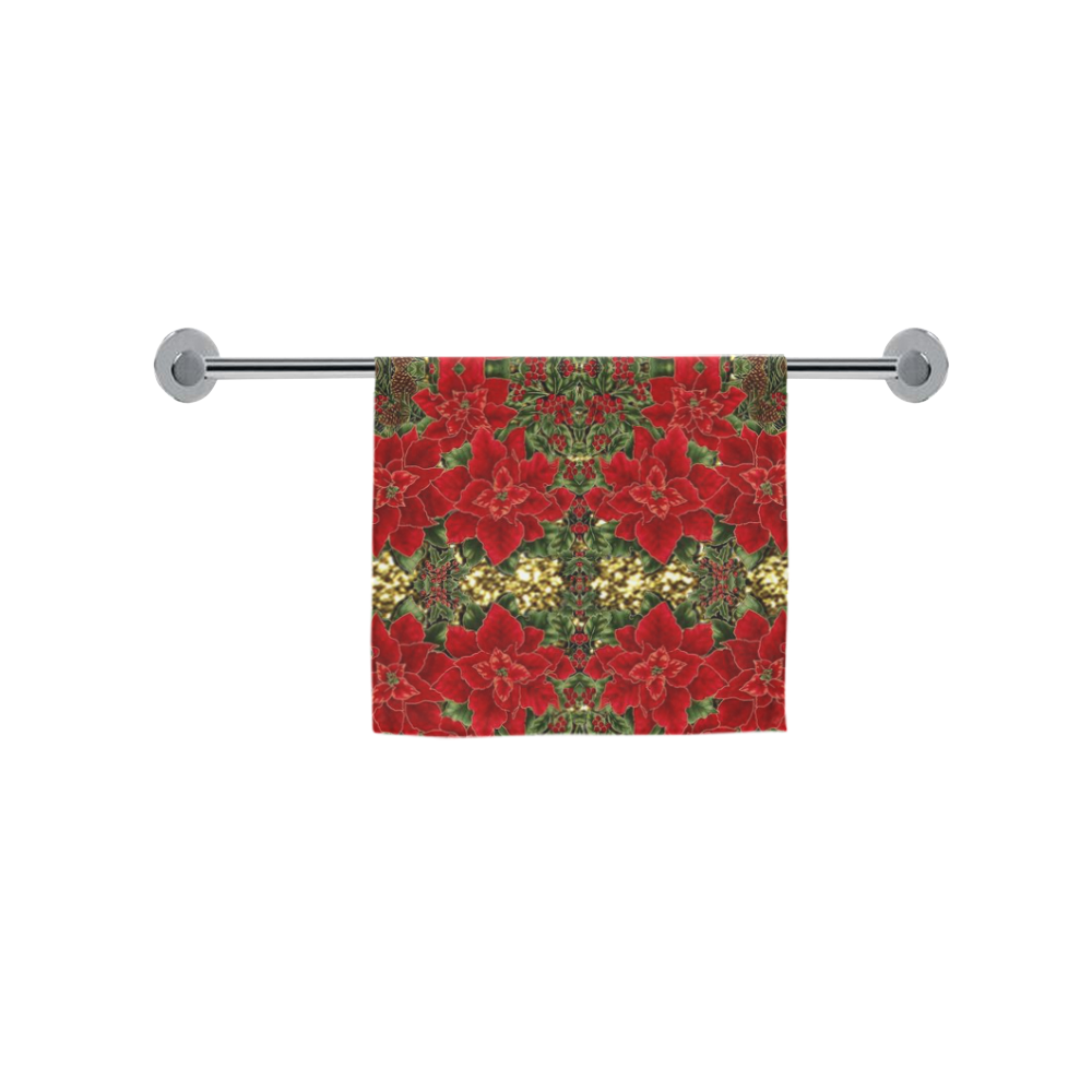 Red & Gold Poinsettia Pattern Custom Towel 16"x28"