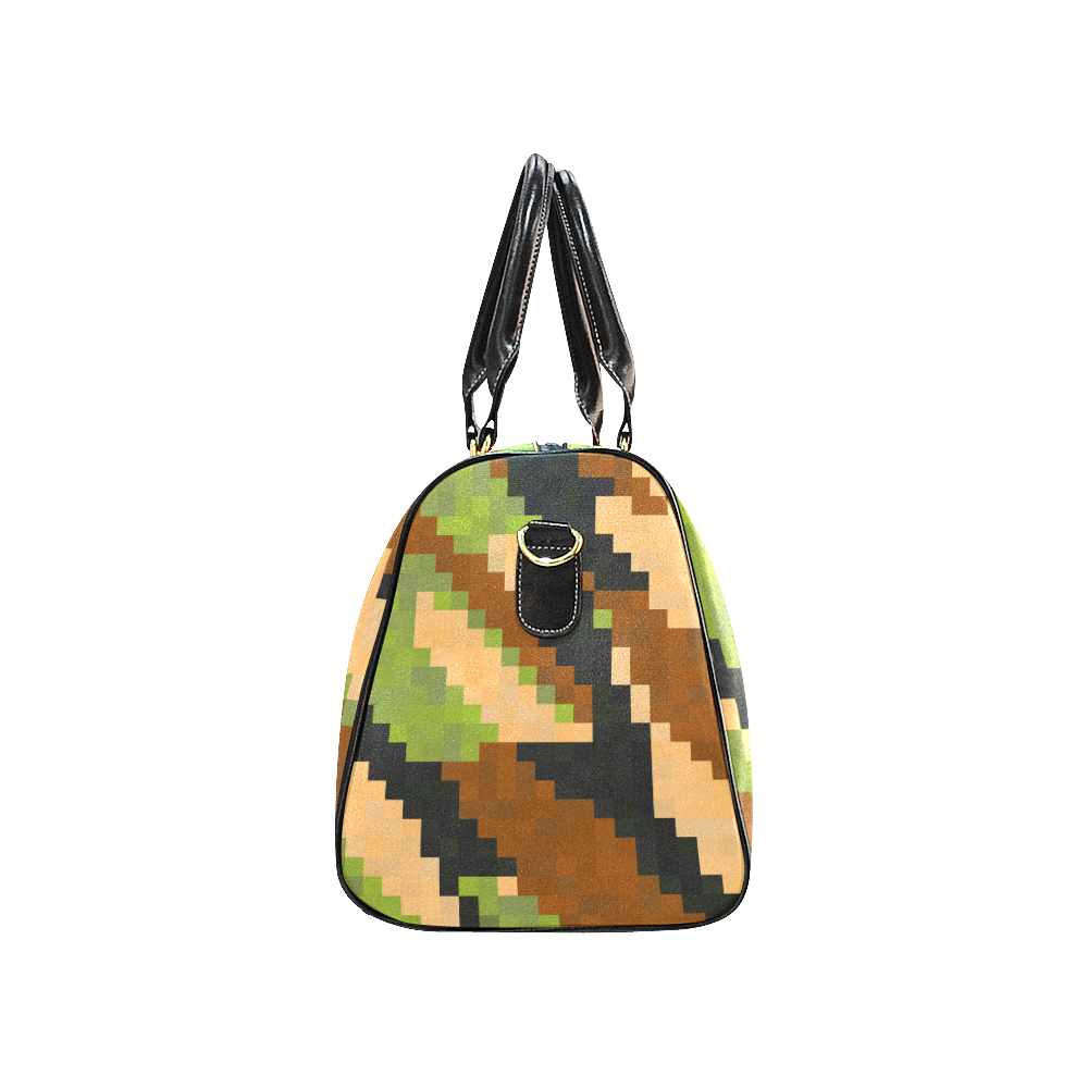 green camo pixel art New Waterproof Travel Bag/Large (Model 1639)
