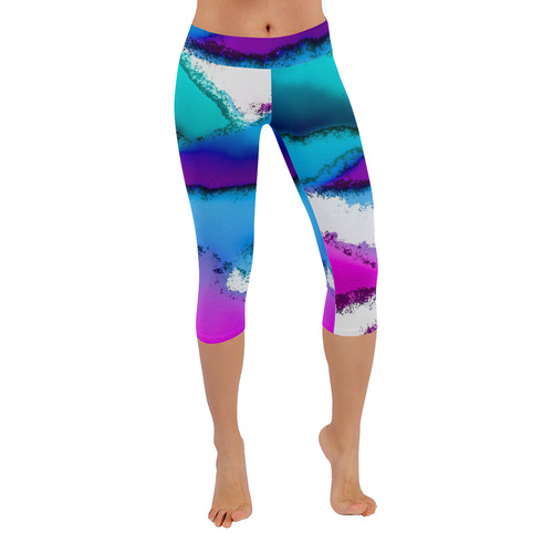 abstract fantasy 29B by FeelGood Women's Low Rise Capri Leggings (Invisible Stitch) (Model L08)