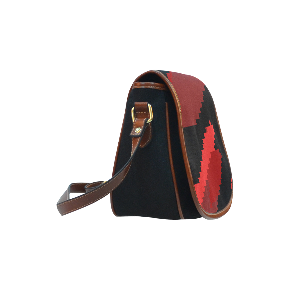 red and black pixel art Saddle Bag/Small (Model 1649)(Flap Customization)