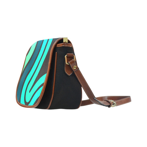 blue green curve Saddle Bag/Small (Model 1649)(Flap Customization)