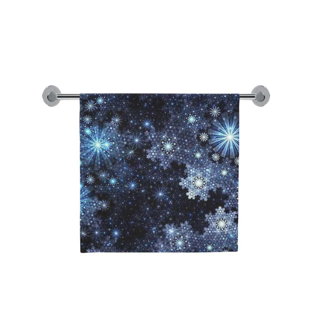 Wintery Blue Snowflake Pattern Bath Towel 30"x56"