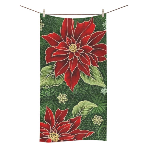 Elegant Christmas Poinsettia Bath Towel 30"x56"