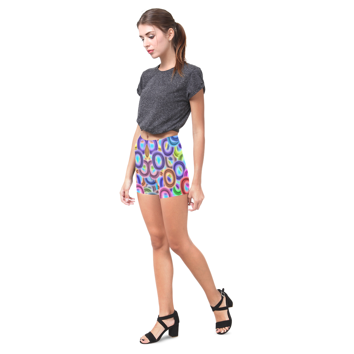 Colorful ovals Briseis Skinny Shorts (Model L04)