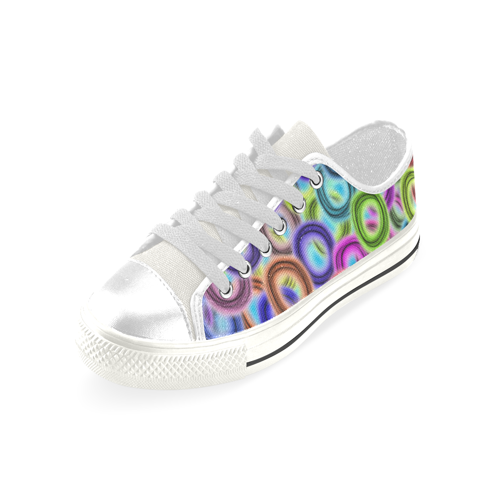 Colorful ovals Low Top Canvas Shoes for Kid (Model 018)