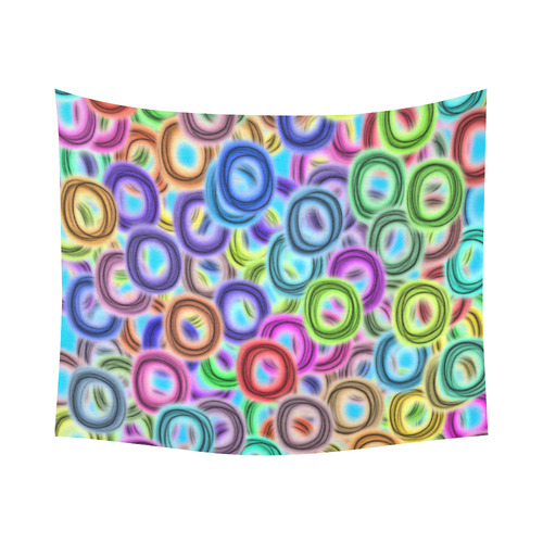 Colorful ovals Cotton Linen Wall Tapestry 60"x 51"