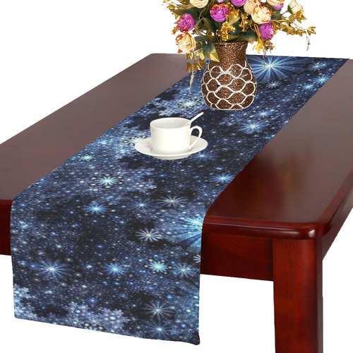 Wintery Blue Snowflake Pattern Table Runner 16x72 inch