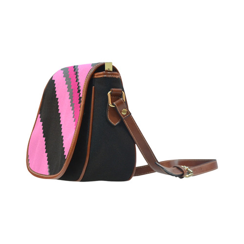 pink gray and black 44 Saddle Bag/Small (Model 1649)(Flap Customization)