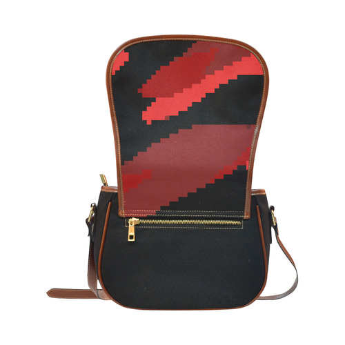 red and black pixel art Saddle Bag/Small (Model 1649)(Flap Customization)