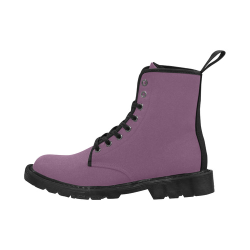 Precious Peacock Feathers Plum Purple Solid Color Martin Boots for Men (Black) (Model 1203H)