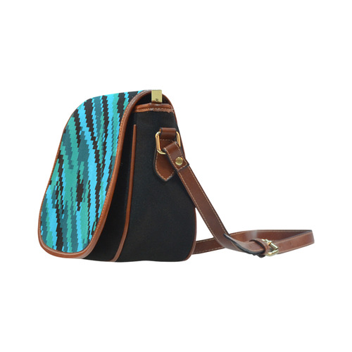 black blue and gray 2 Saddle Bag/Small (Model 1649)(Flap Customization)