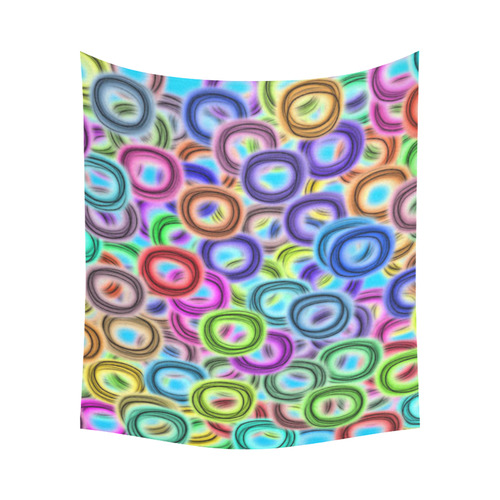 Colorful ovals Cotton Linen Wall Tapestry 60"x 51"