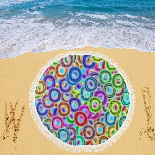 Colorful ovals Circular Beach Shawl 59"x 59"
