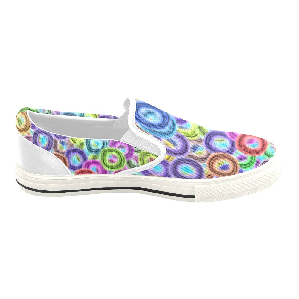 Colorful ovals Slip-on Canvas Shoes for Kid (Model 019)