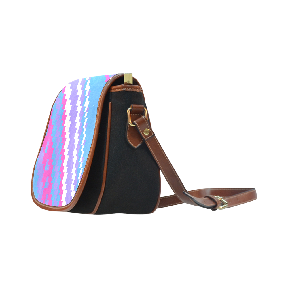 pink blue purple white Saddle Bag/Small (Model 1649)(Flap Customization)