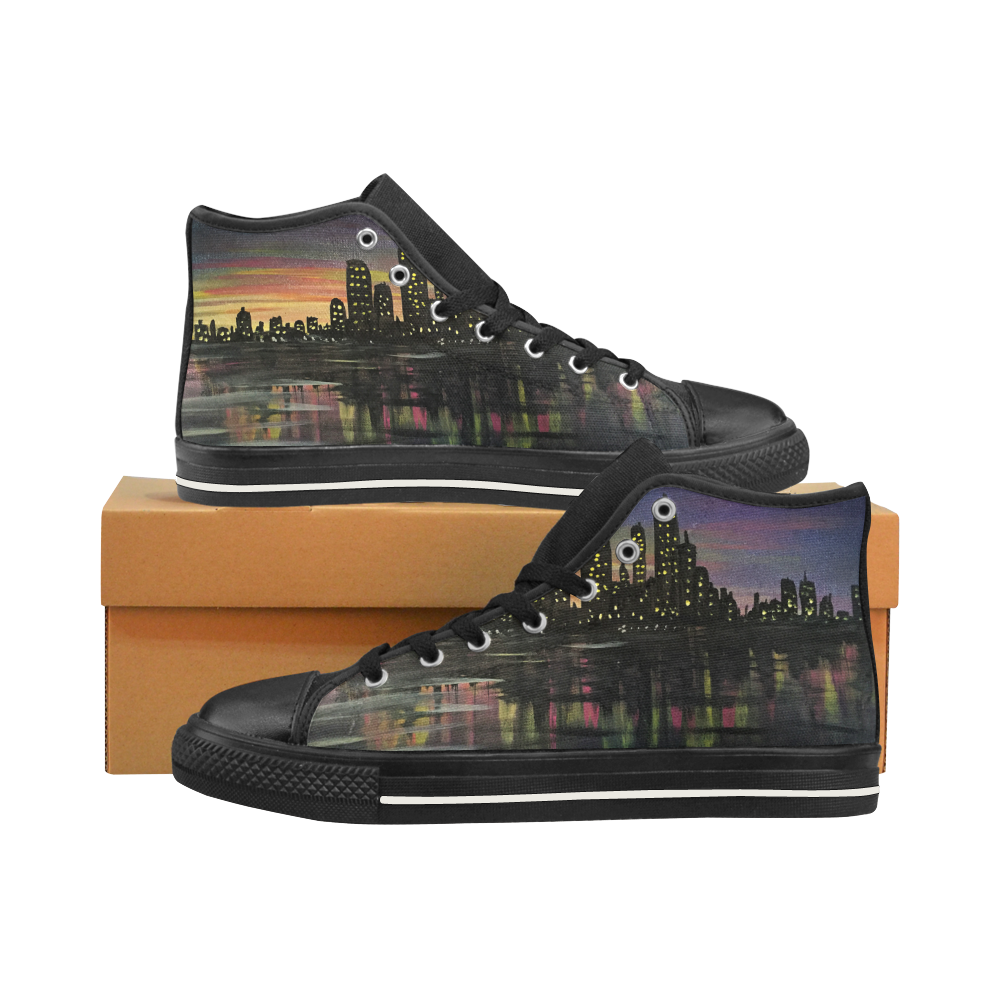 City Lights Men’s Classic High Top Canvas Shoes /Large Size (Model 017)