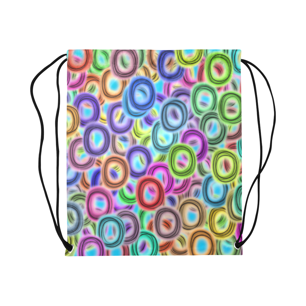 Colorful ovals Large Drawstring Bag Model 1604 (Twin Sides)  16.5"(W) * 19.3"(H)