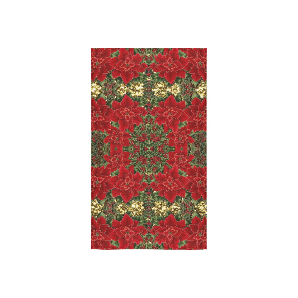 Red & Gold Poinsettia Pattern Custom Towel 16"x28"