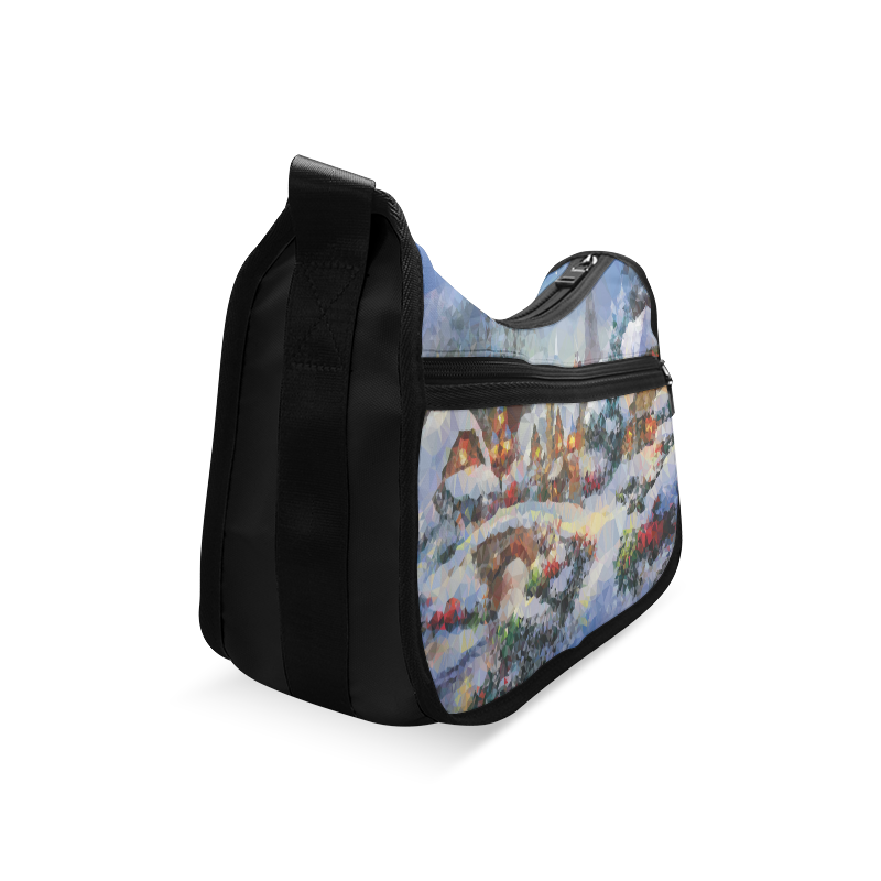 Snow Christmas Village Low Poly Crossbody Bags (Model 1616)