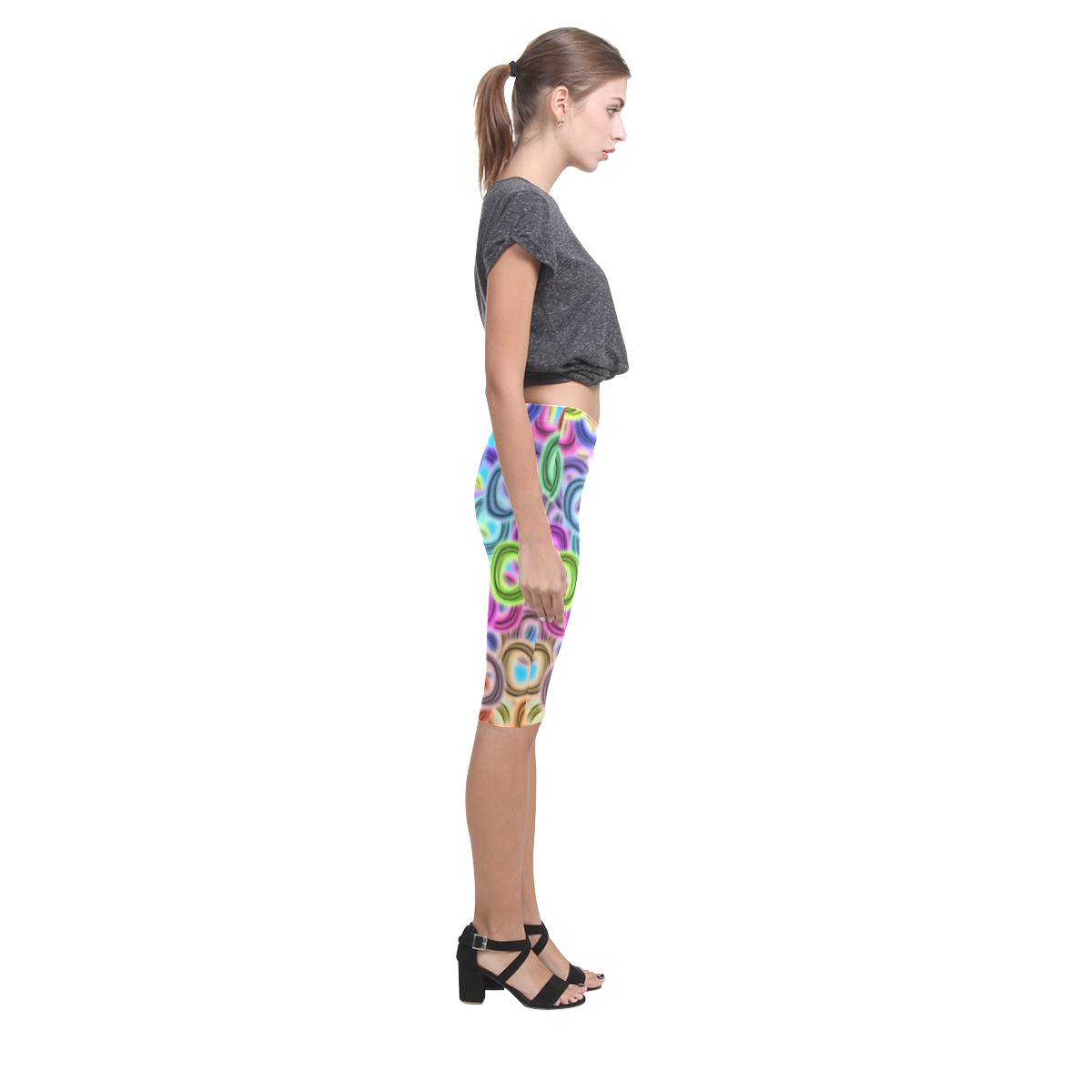 Colorful ovals Hestia Cropped Leggings (Model L03)