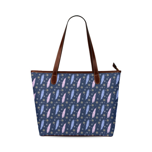 boho style feathers pattern. Shoulder Tote Bag (Model 1646)