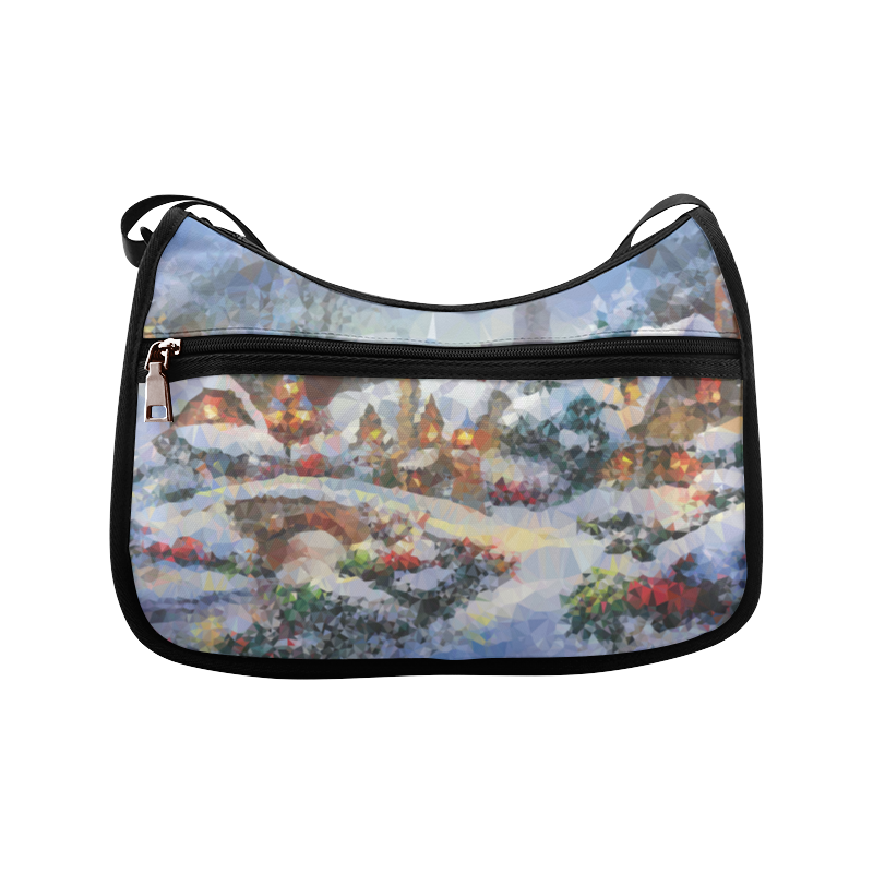 Snow Christmas Village Low Poly Crossbody Bags (Model 1616)