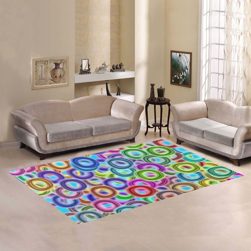 Colorful ovals Area Rug7'x5'
