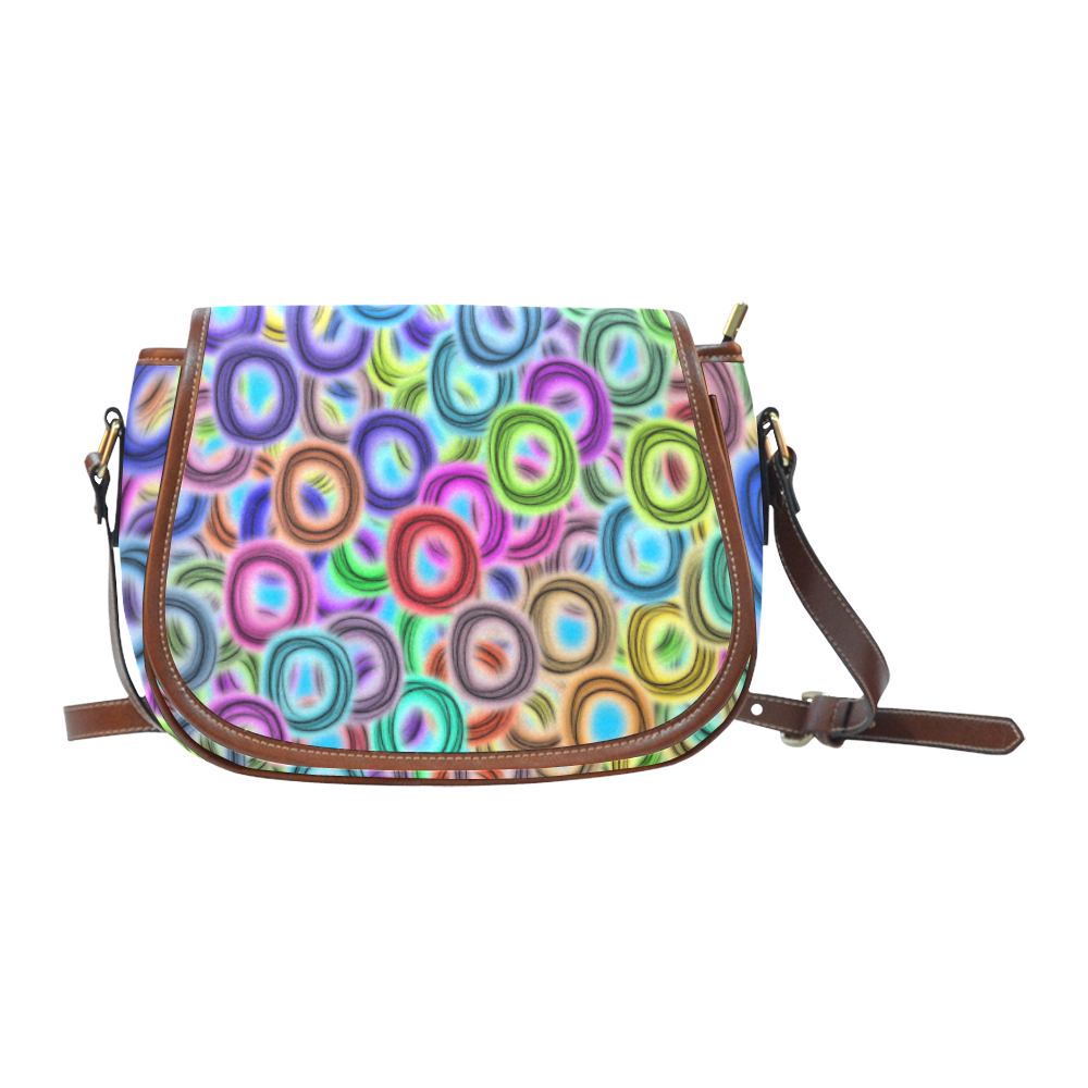 Colorful ovals Saddle Bag/Large (Model 1649)