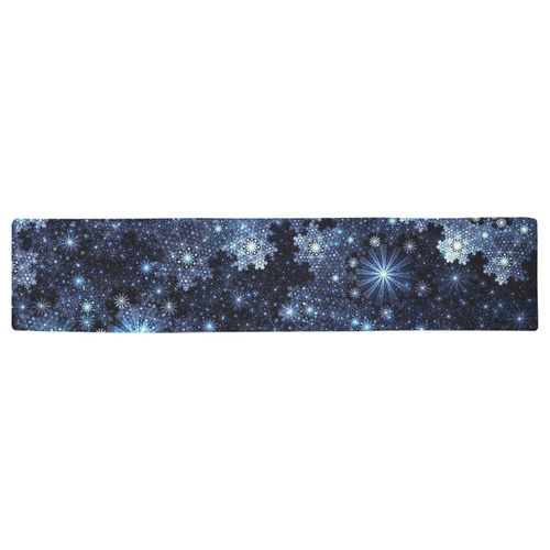Wintery Blue Snowflake Pattern Table Runner 16x72 inch