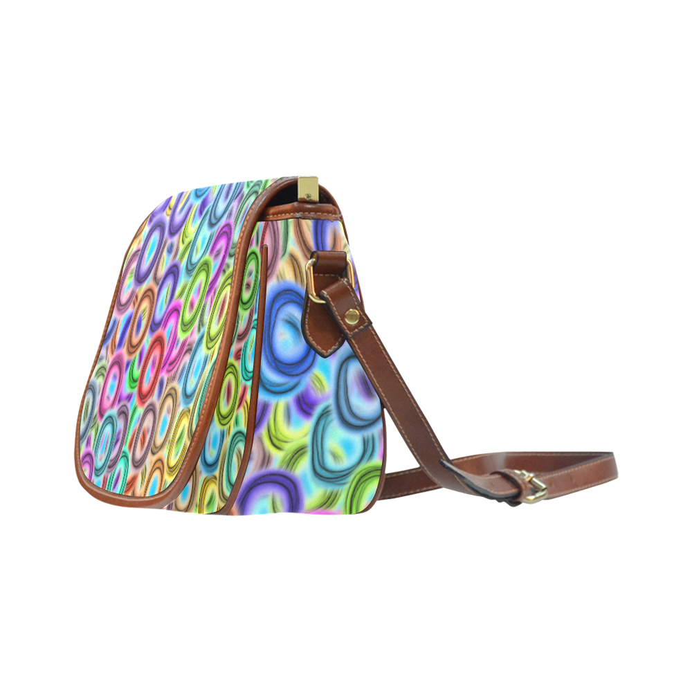 Colorful ovals Saddle Bag/Large (Model 1649)