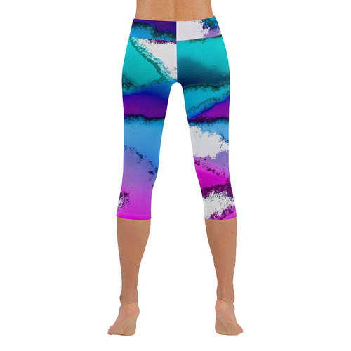 abstract fantasy 29B by FeelGood Women's Low Rise Capri Leggings (Invisible Stitch) (Model L08)